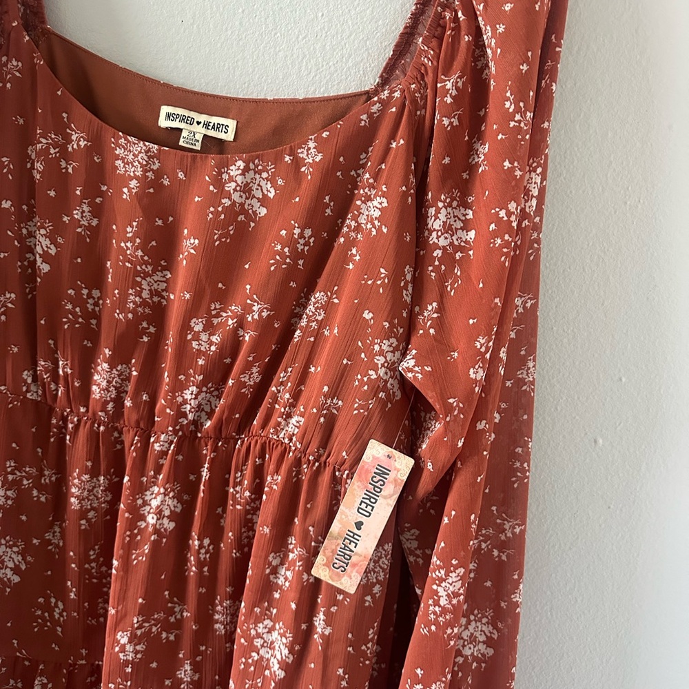 Inspired Hearts Terracotta Floral Dress - Picture 4 of 5